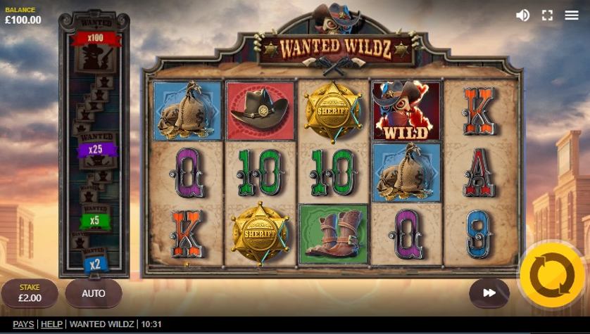 Jogabilidade da slot Wanted Wildz