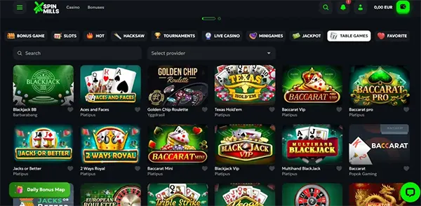 SpinMills Slots Ansicht